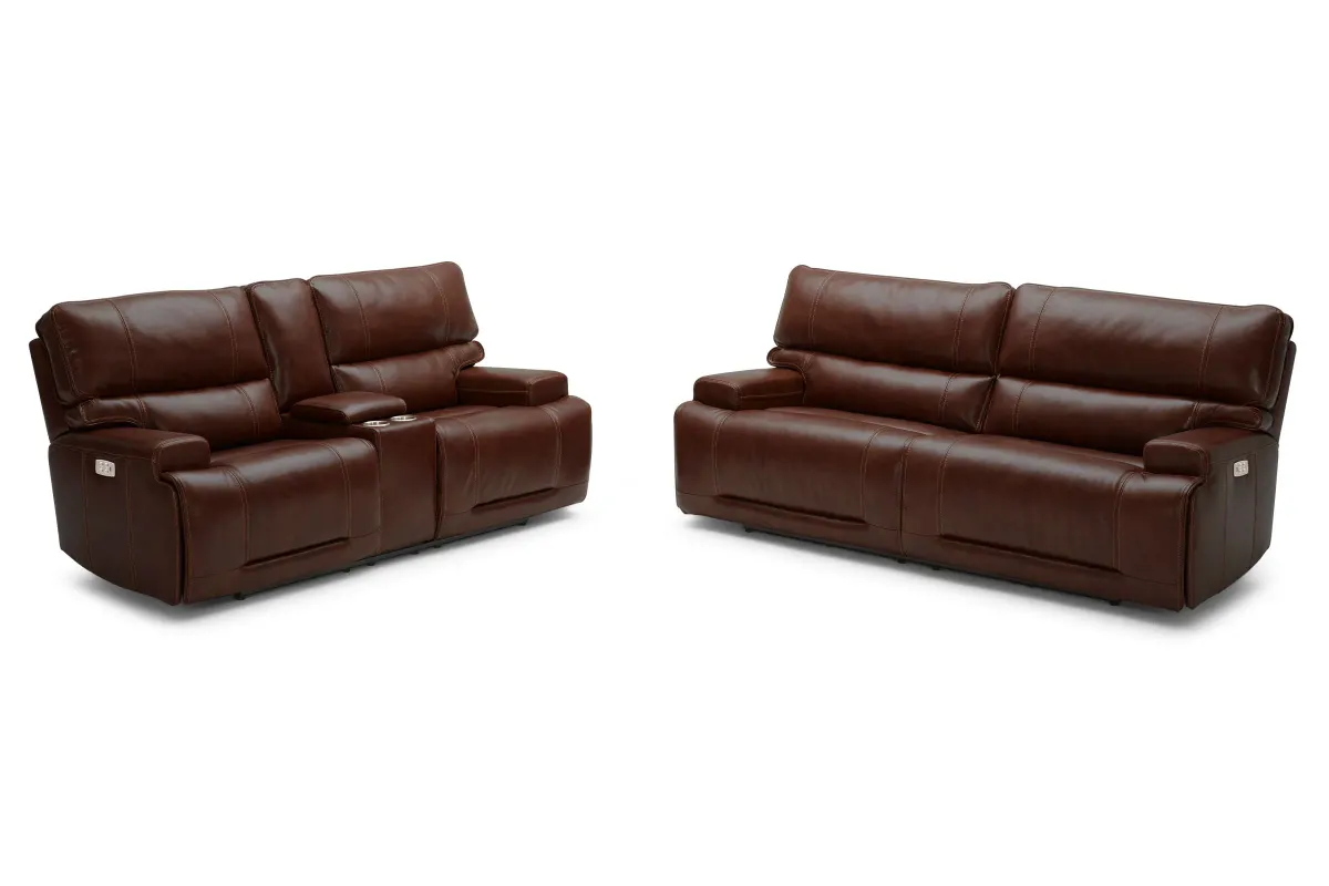 Graham Brown Leather Dual Power Reclining Sofa