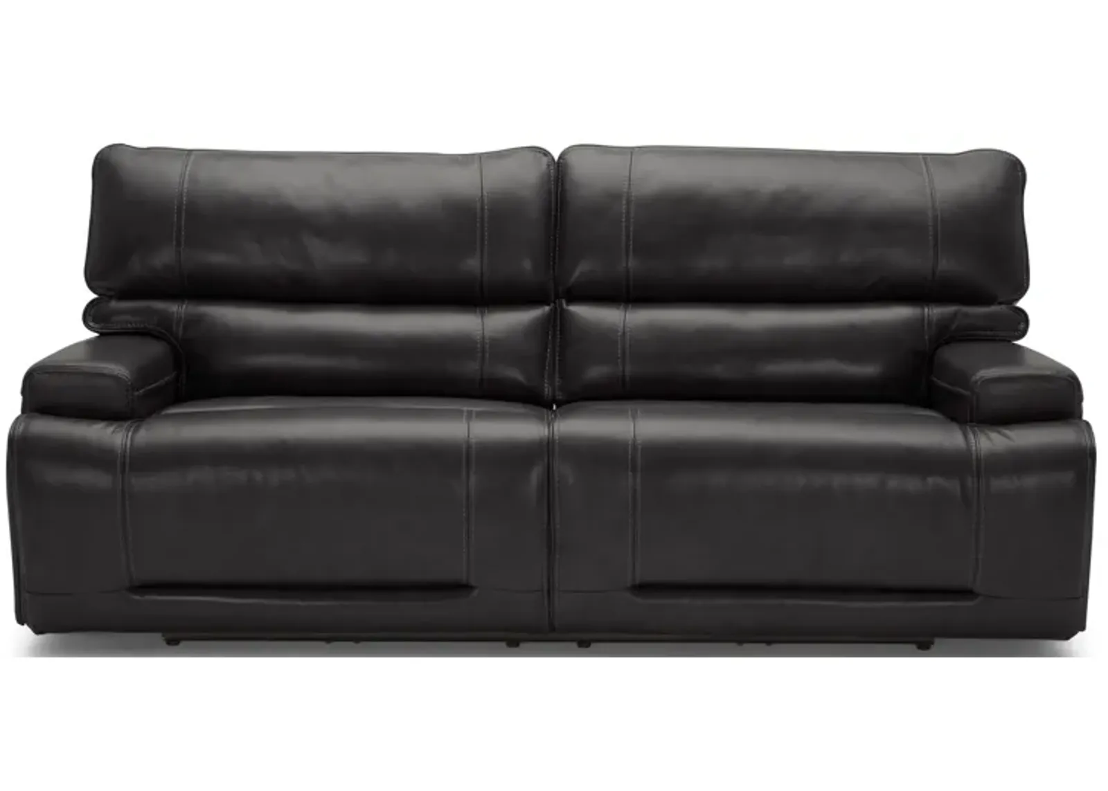 Graham Grey Leather Dual Power Reclining Sofa