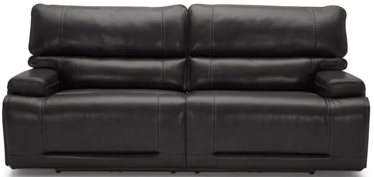 Graham Grey Leather Dual Power Reclining Sofa