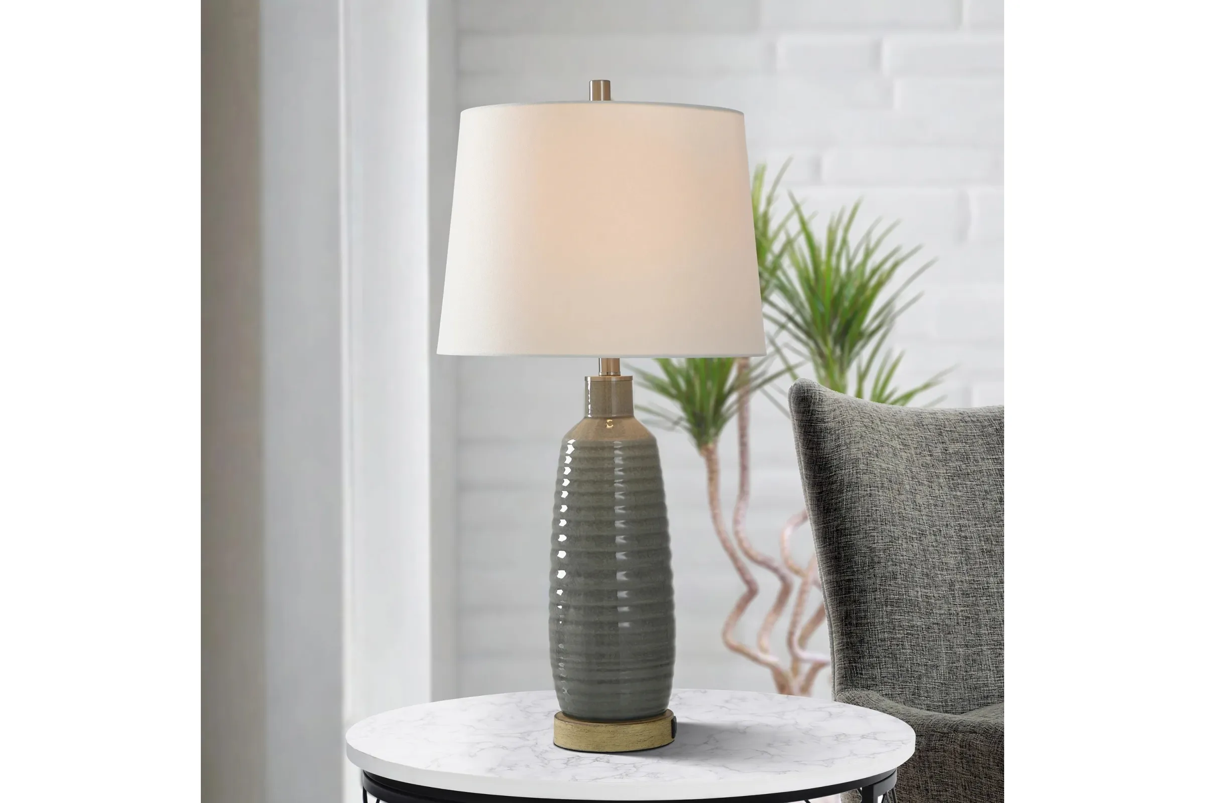 Gray Washed Table Lamp