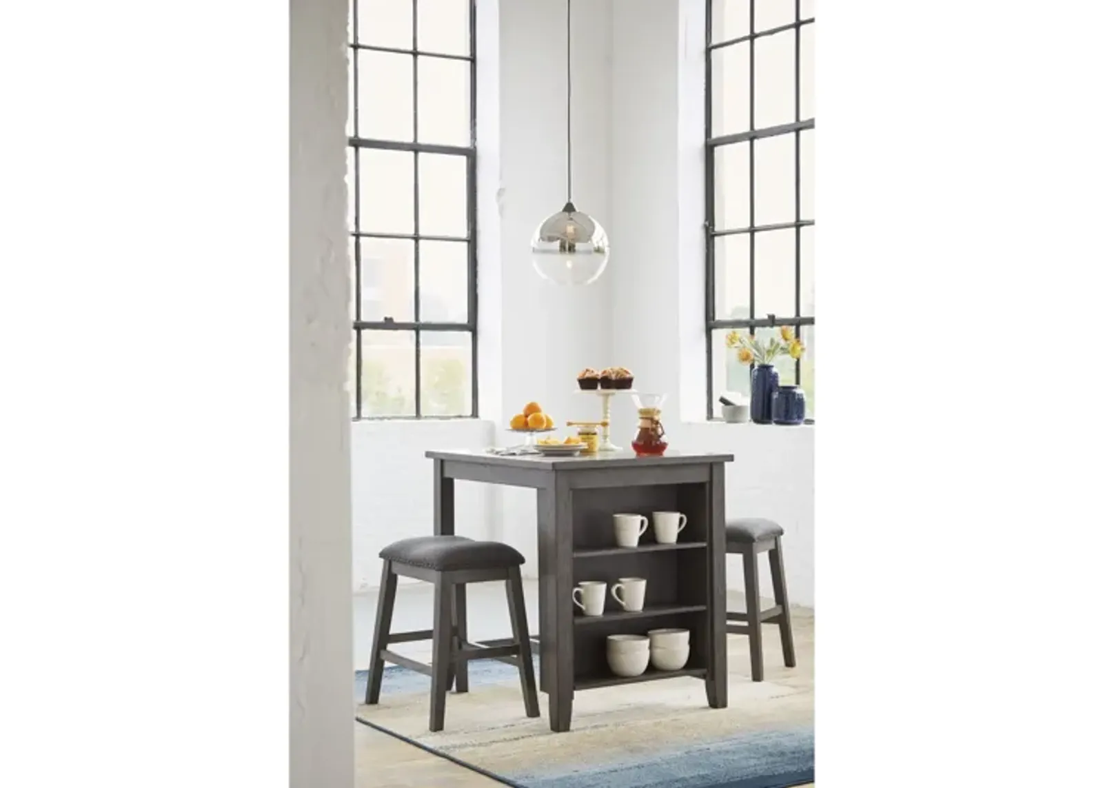 Caitbrook Counter Height Dining Table and 2 Bar Stools Set