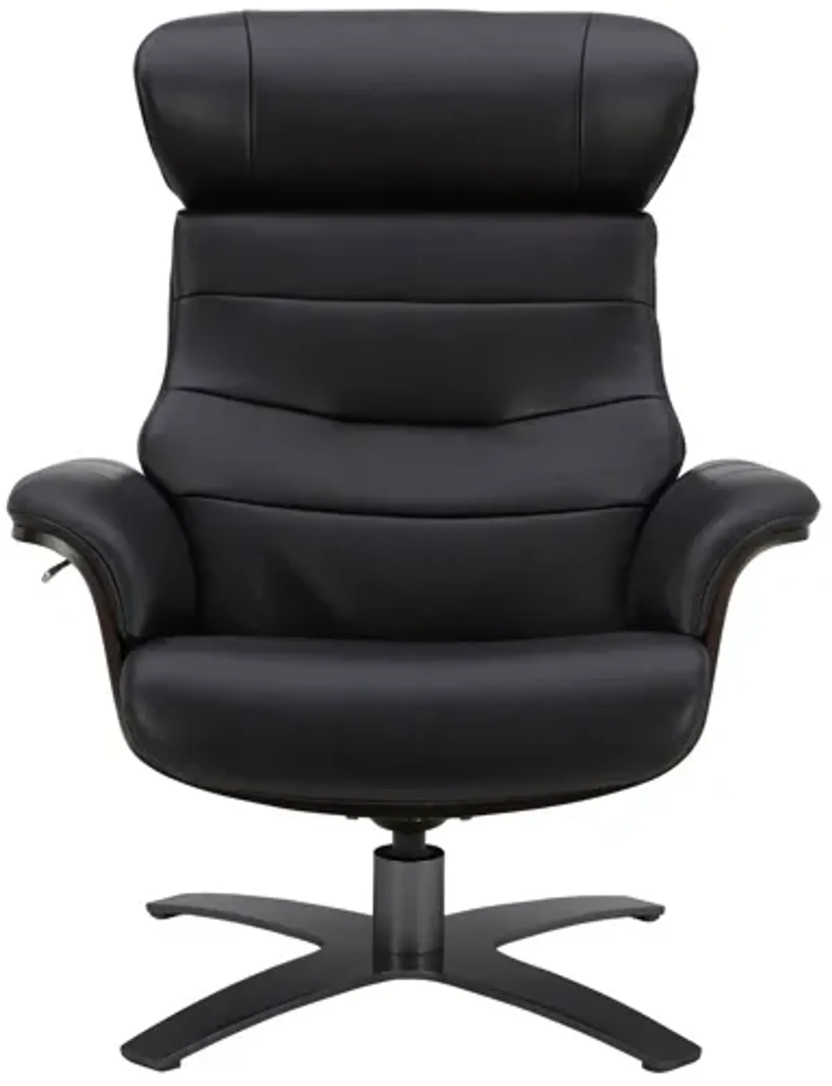 Florida Black Leather Swivel Chair & Ottoman