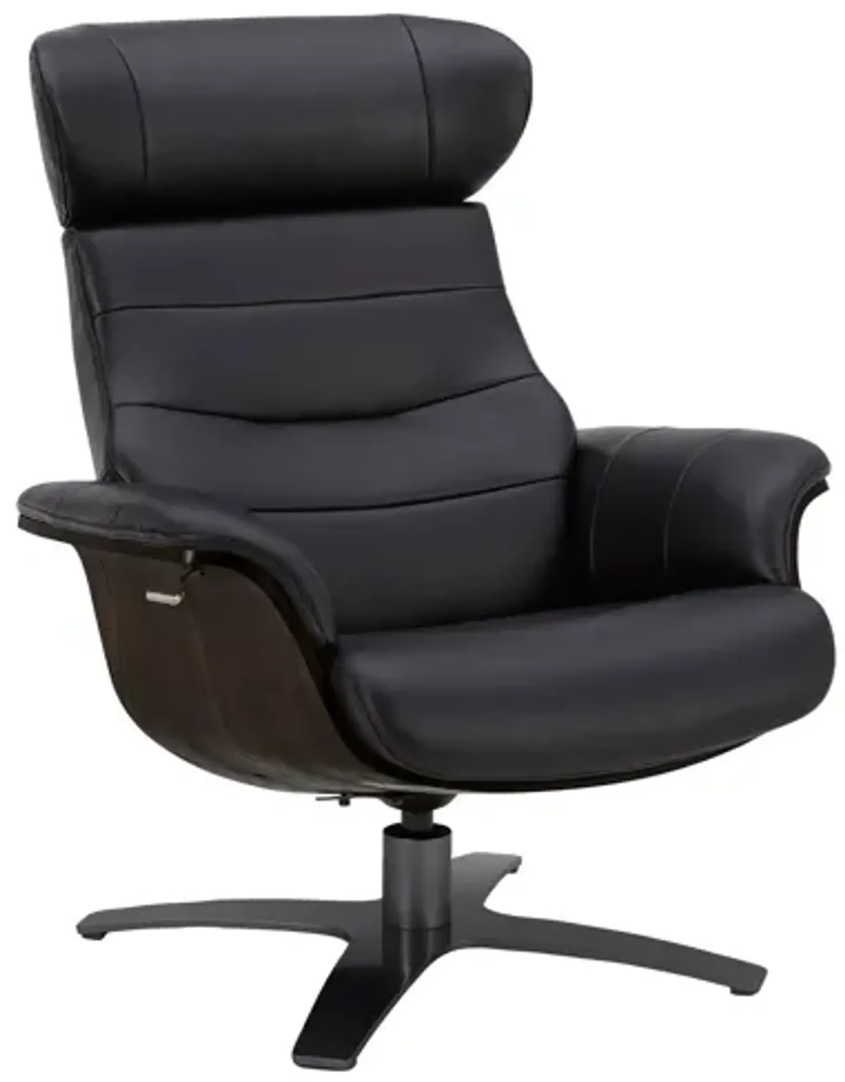 Florida Black Leather Swivel Chair & Ottoman