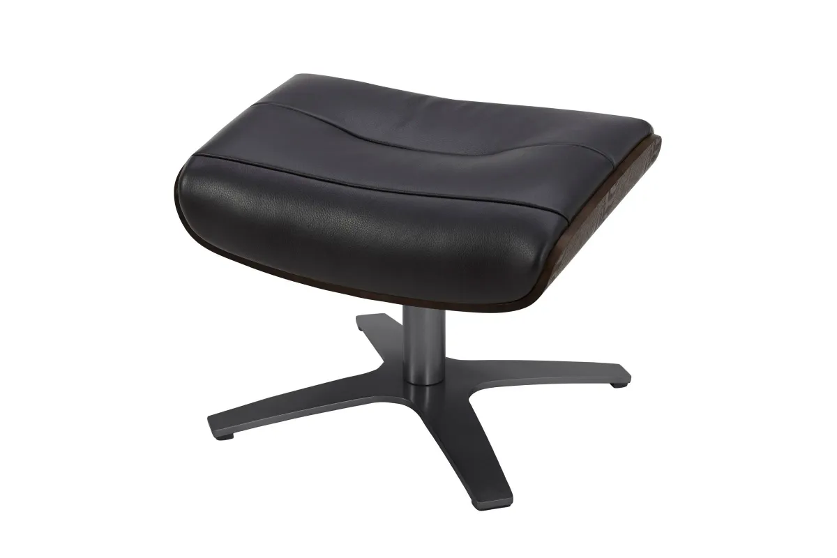 Florida Black Leather Swivel Chair & Ottoman