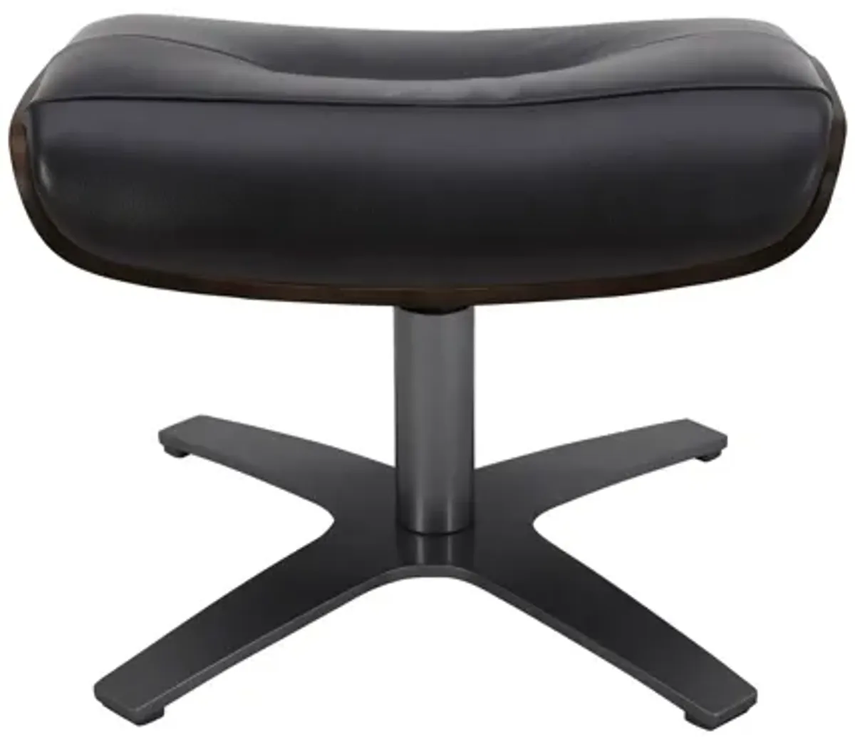 Florida Black Leather Swivel Chair & Ottoman