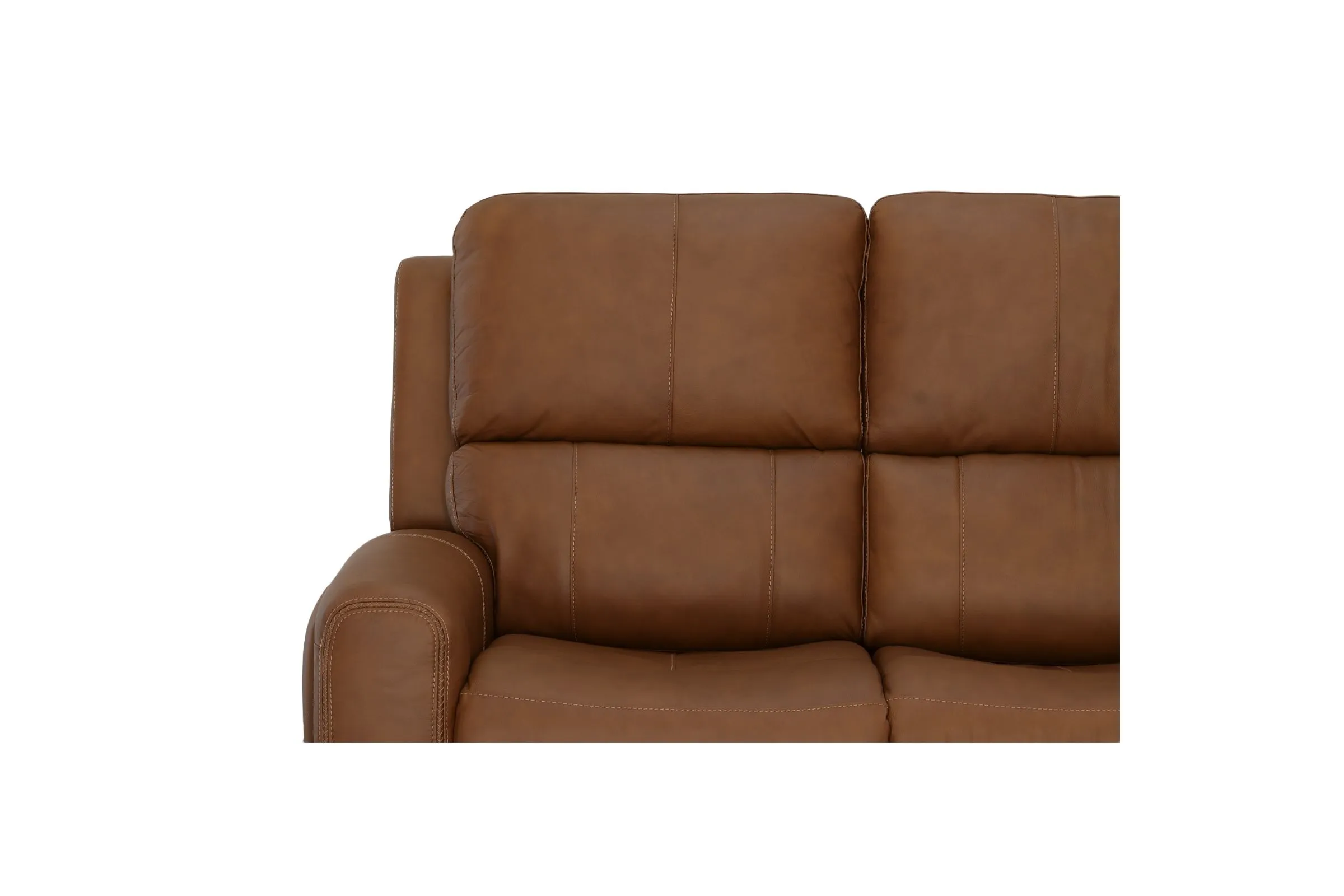 Linton Caramel Leather Triple Power Reclining Sofa