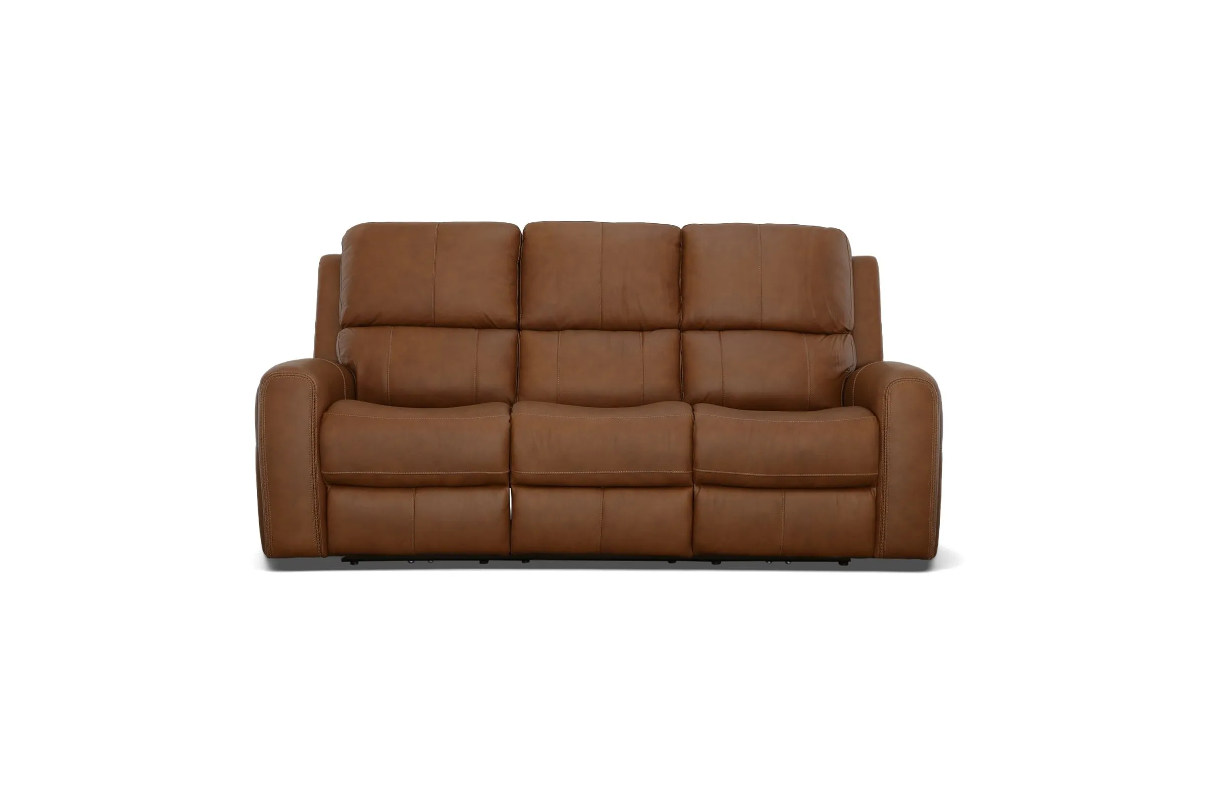 Linton Caramel Leather Triple Power Reclining Sofa