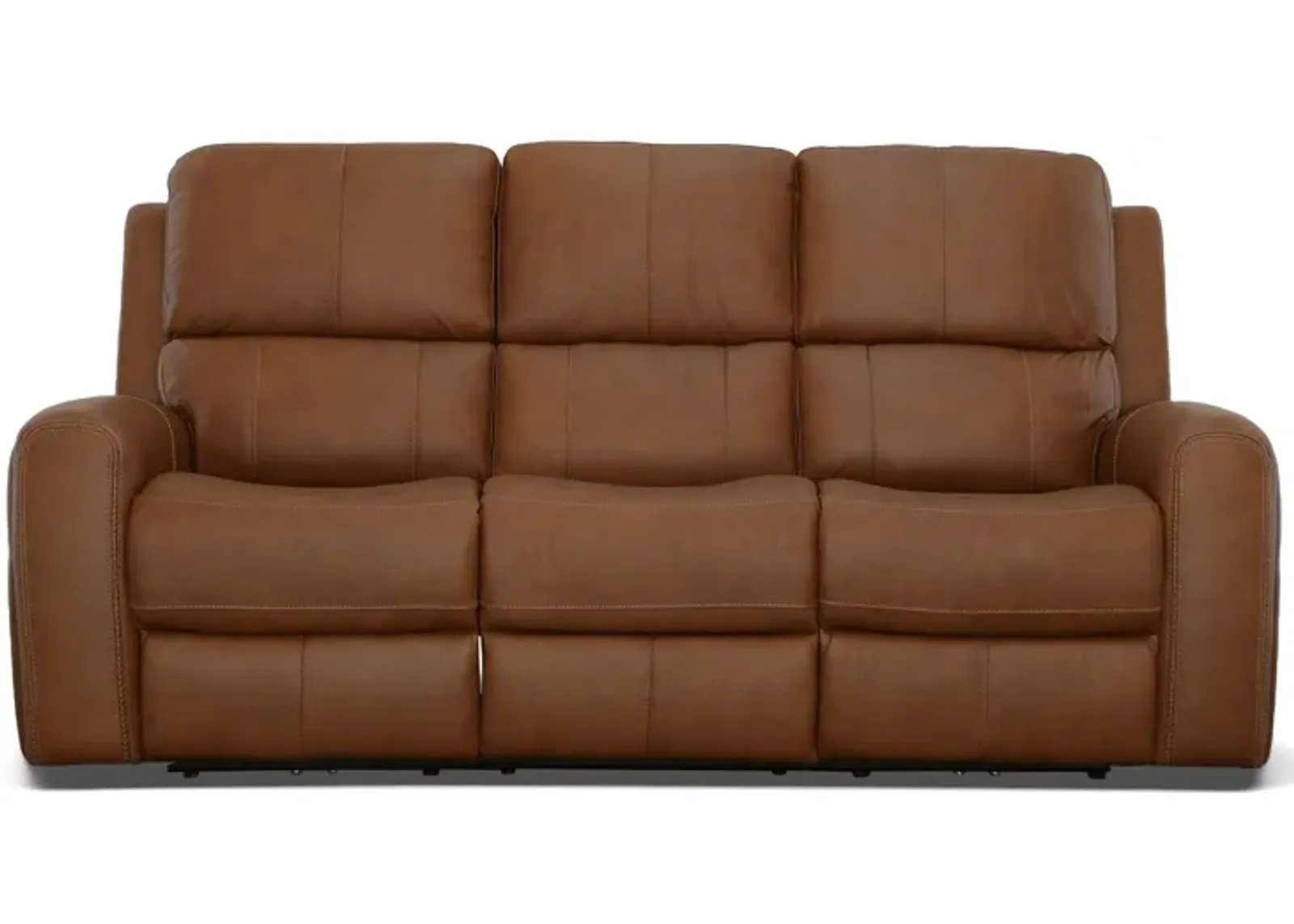 Linton Caramel Leather Triple Power Reclining Sofa