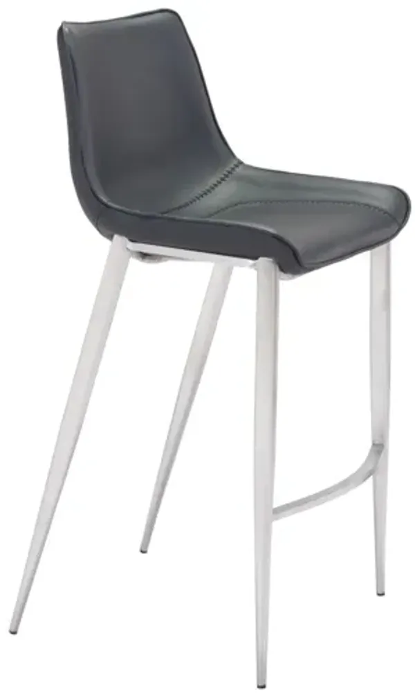 Magnus Barstool (Set of 2) Black & Silver