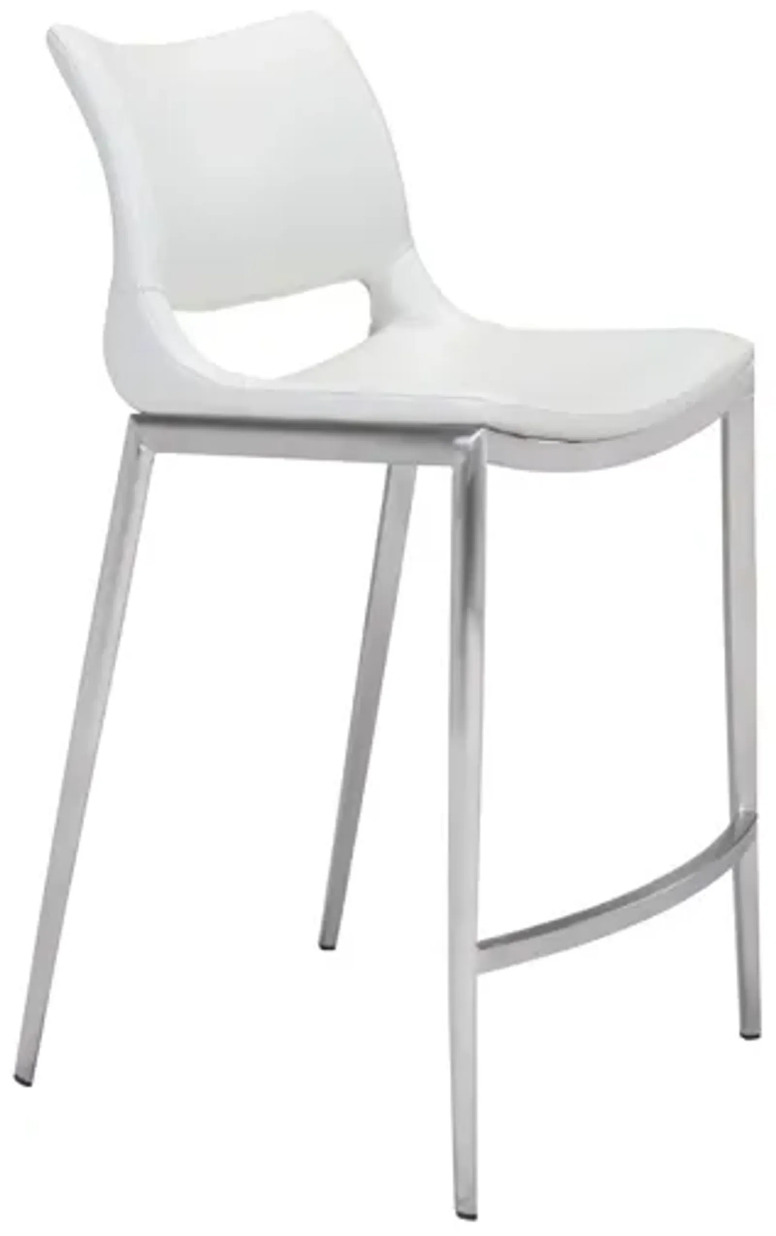 Ace Counter Stool (Set of 2) White & Silver