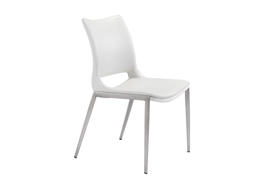 Ace Dining Chair (Set of 2) White & Silver