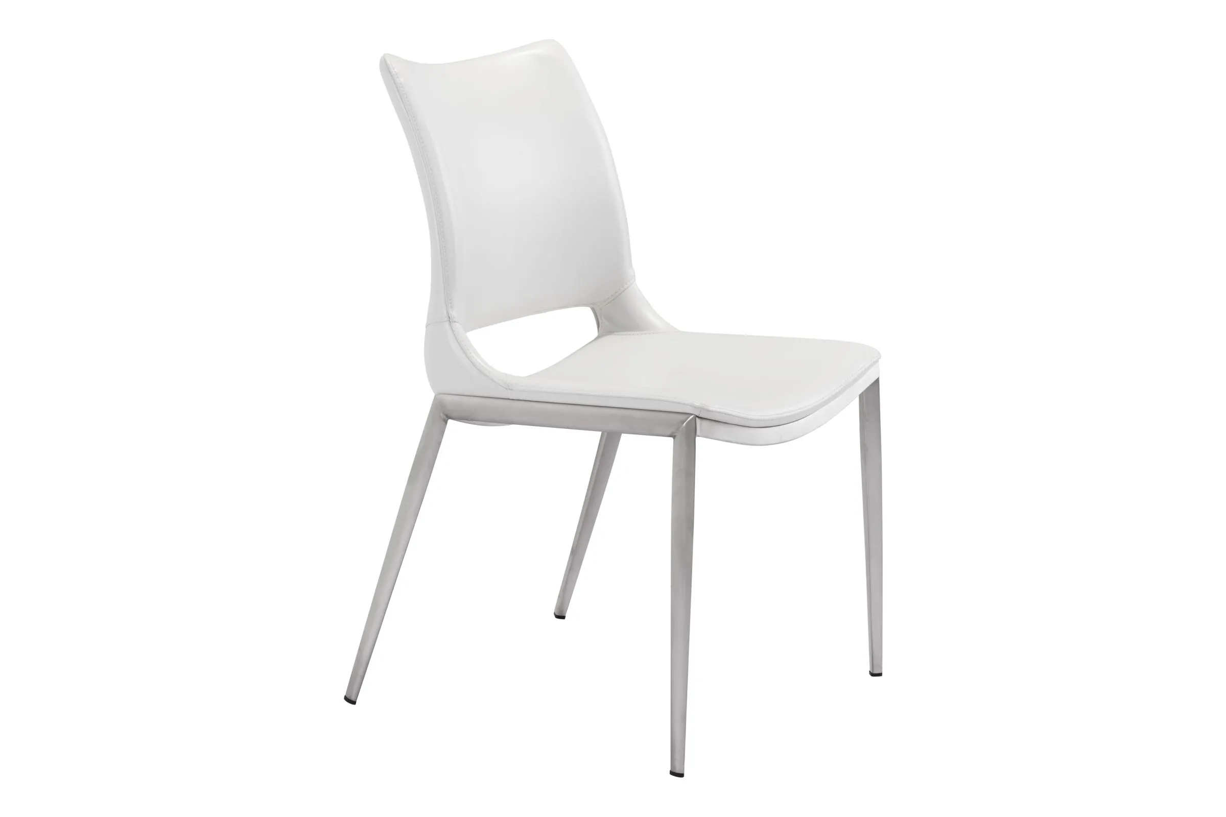 Ace Dining Chair (Set of 2) White & Silver