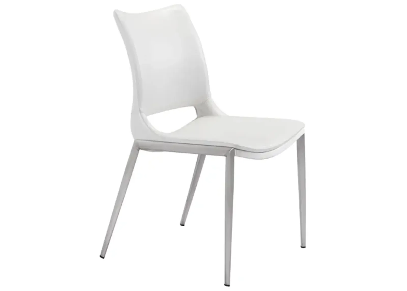 Ace Dining Chair (Set of 2) White & Silver