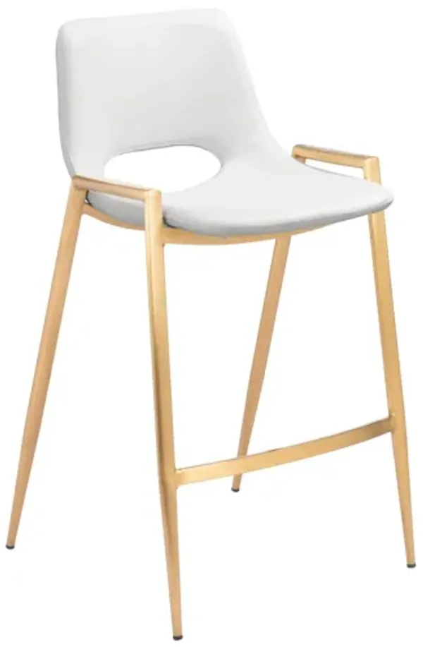 Desi Counter Stool (Set of 2) White & Gold