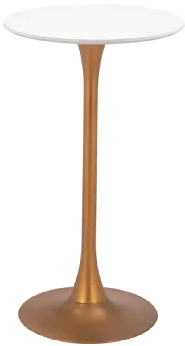 Auray Bar Table White & Gold