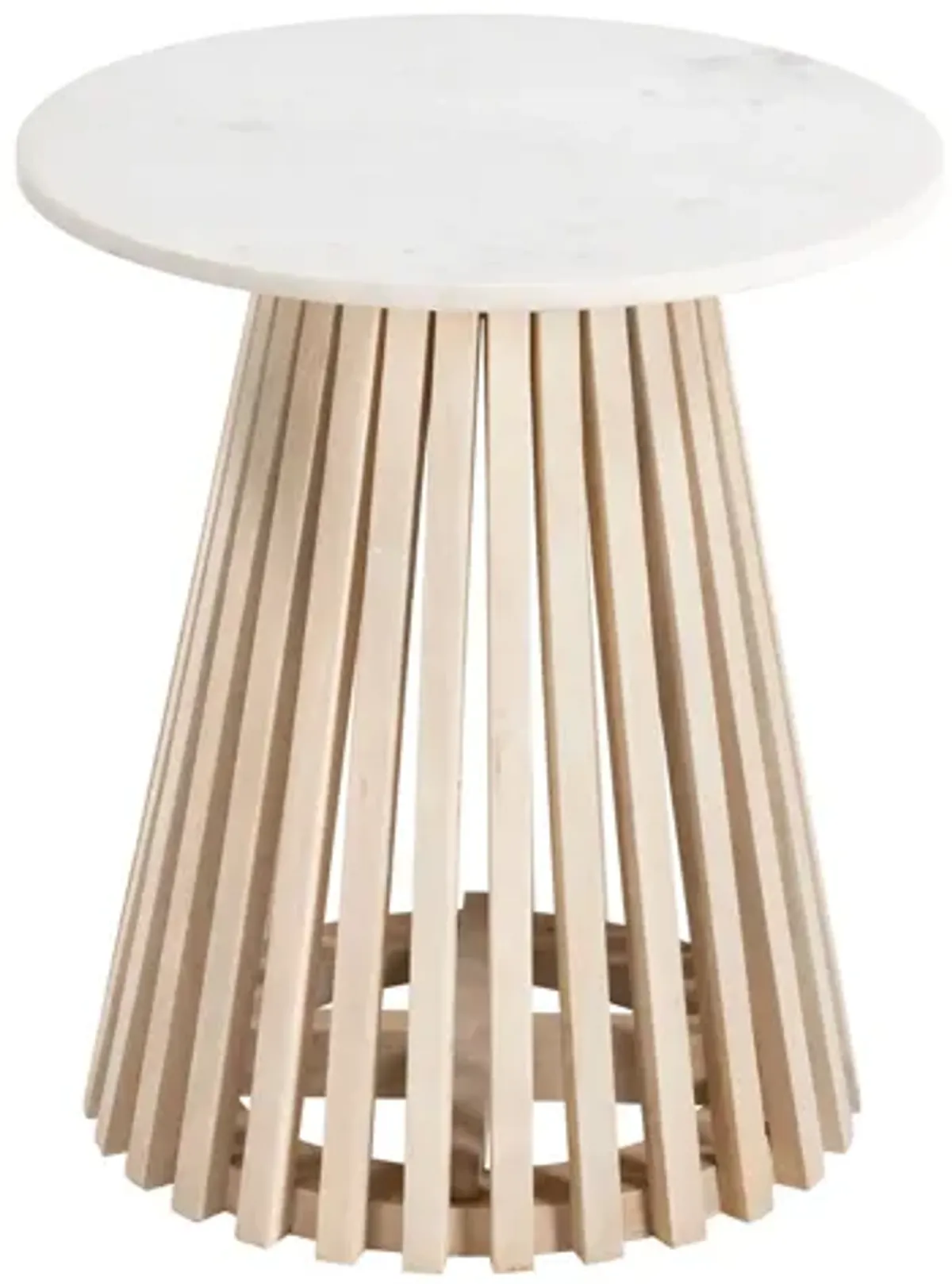 Mazara Side Table White & Natural