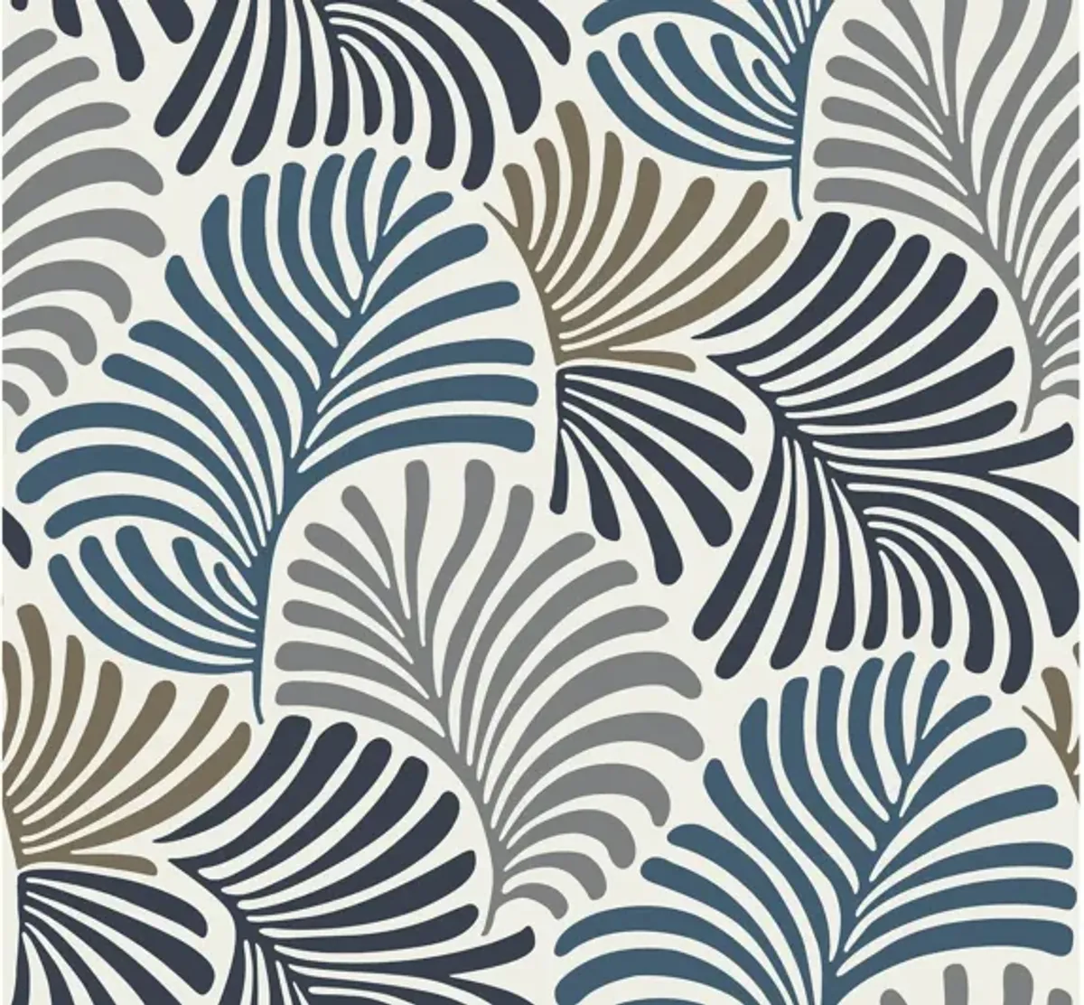 Trousdale Dark Blue Fanning Flora Wallpaper