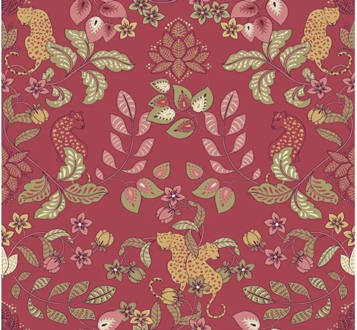 Getty Raspberry Jungle Damask Wallpaper