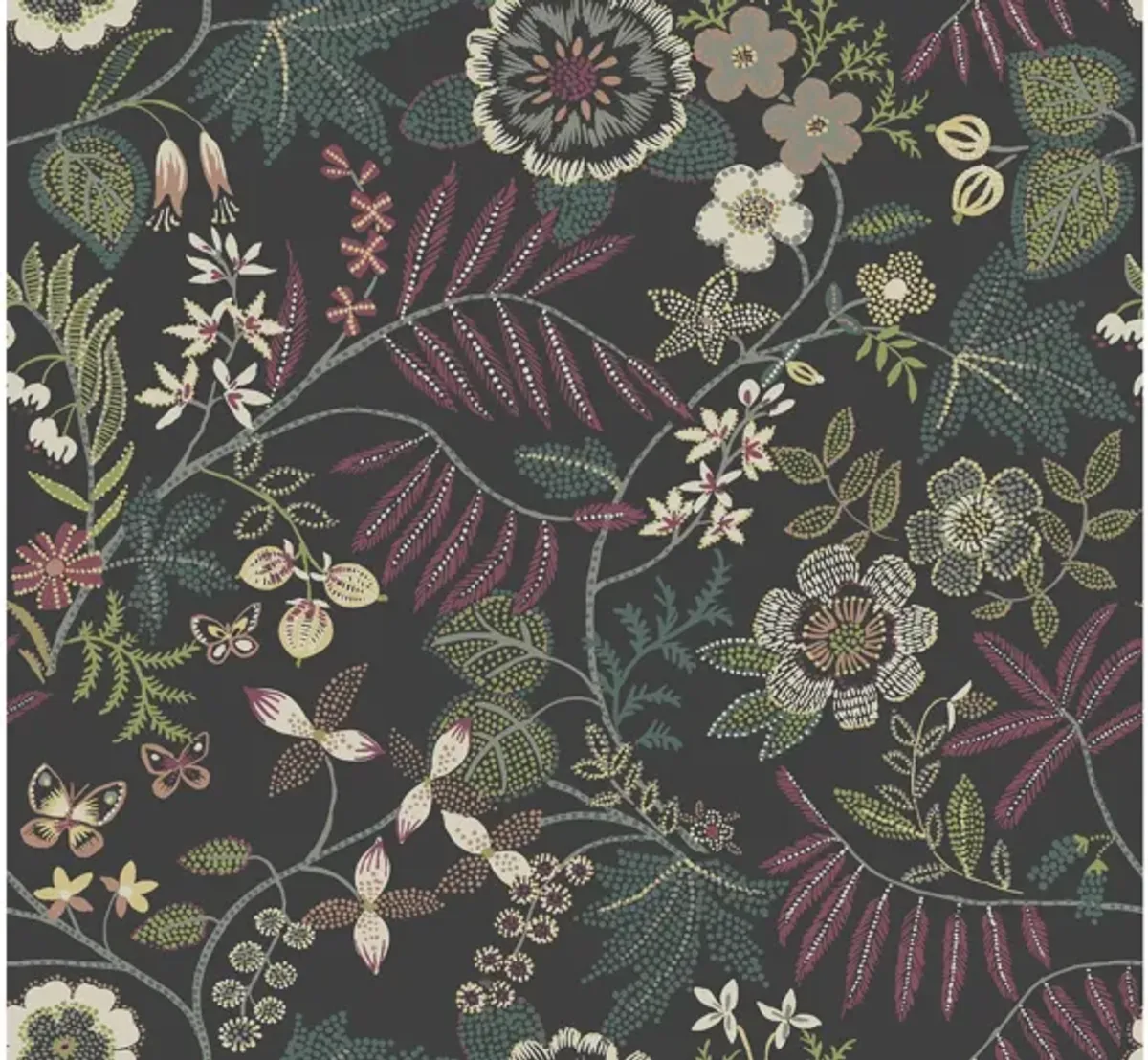 Marilyn Black Floral Trail Wallpaper