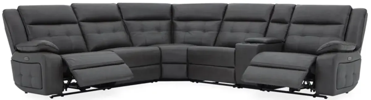 Orion 6-Piece Leather Dual Power Reclining Sectional