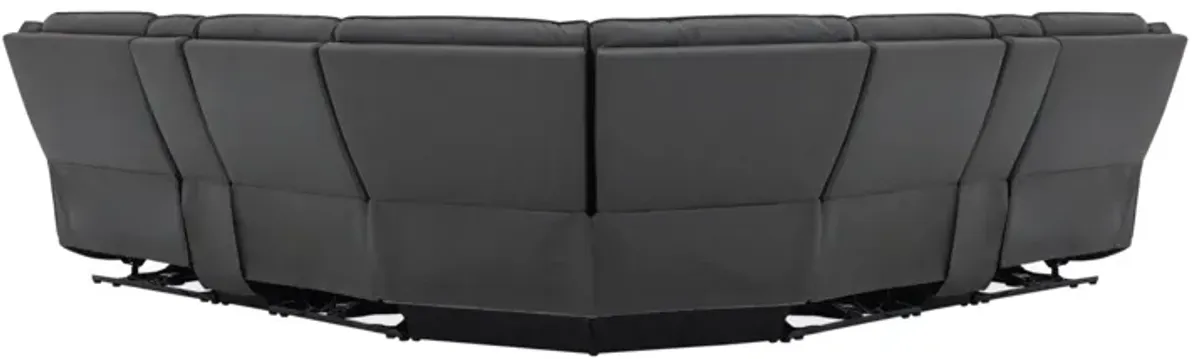 Orion 7-Piece Leather Dual Power Reclining Sectional with 2 Consoles