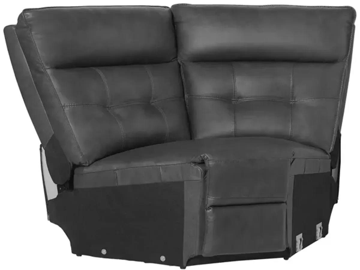 Orion 7-Piece Leather Dual Power Reclining Sectional with 2 Consoles