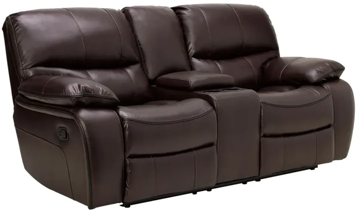 Lawson Brown Reclining Console Loveseat