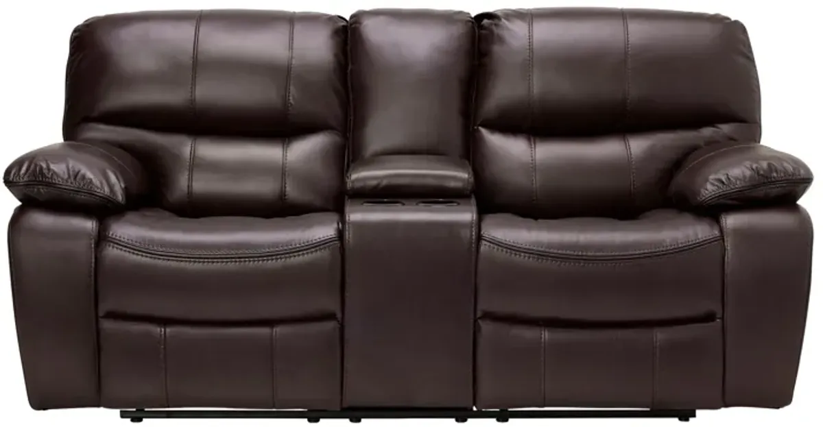 Lawson Brown Reclining Console Loveseat