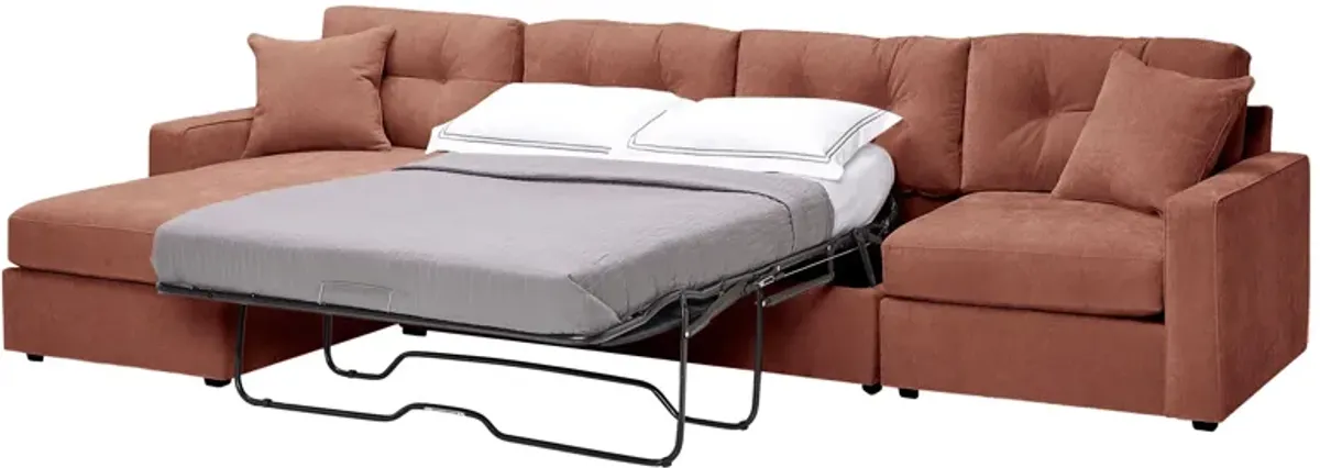 ModularOne Cantaloupe 3-Piece Sleeper Sofa with Left Arm Facing Chaise