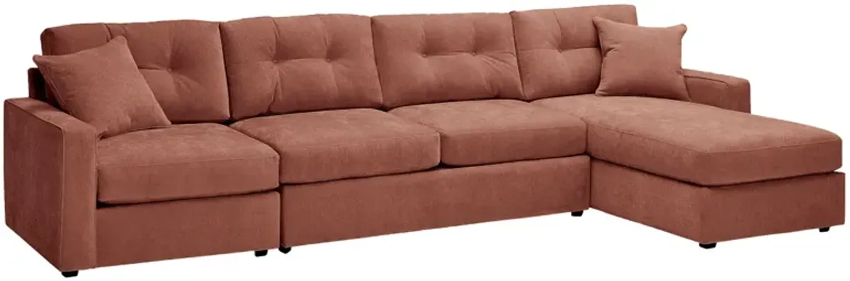 ModularOne Cantaloupe 3-Piece Sleeper Sofa with Right Arm Facing Chaise