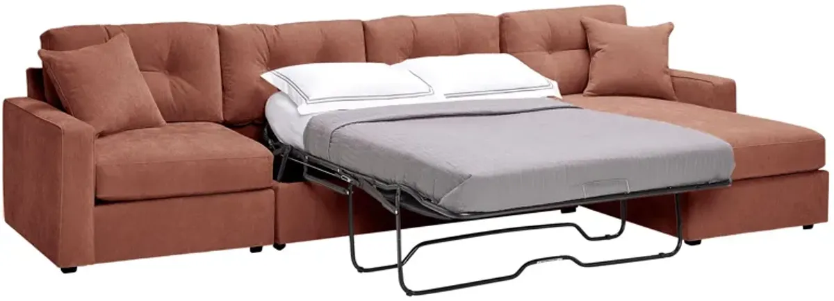 ModularOne Cantaloupe 3-Piece Sleeper Sofa with Right Arm Facing Chaise