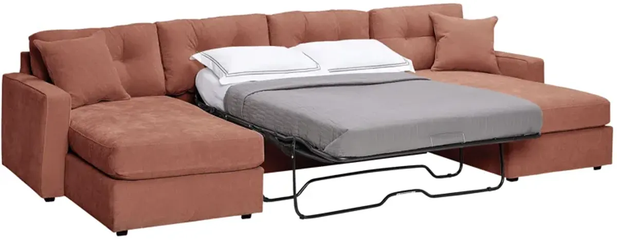 ModularOne Cantaloupe 3-Piece Sleeper Sofa with Dual Chaises