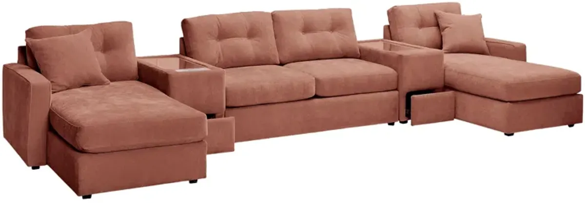 ModularOne Cantaloupe 5-Piece Sleeper Sectional with E-Console