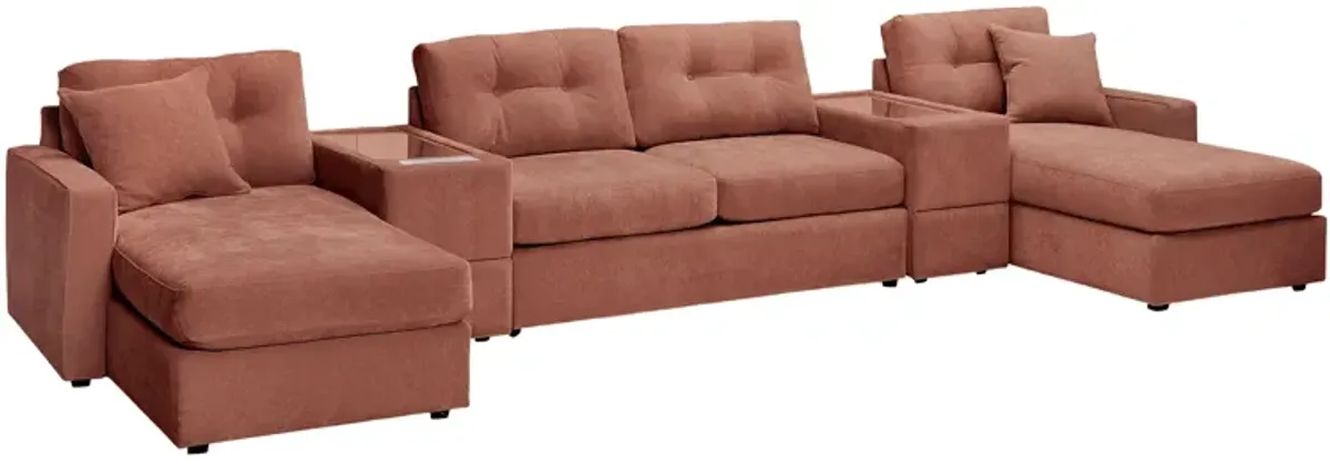 ModularOne Cantaloupe 5-Piece Sleeper Sectional with E-Console