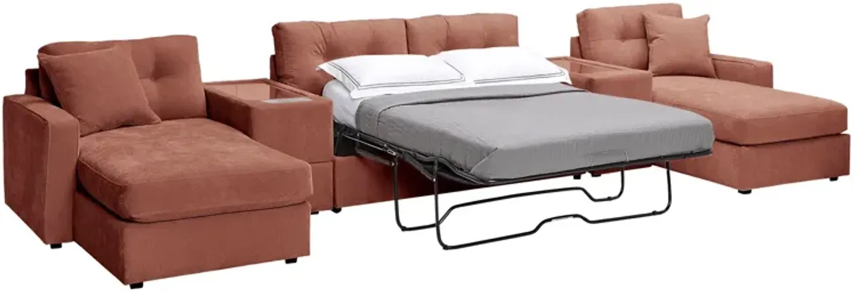 ModularOne Cantaloupe 5-Piece Sleeper Sectional with E-Console