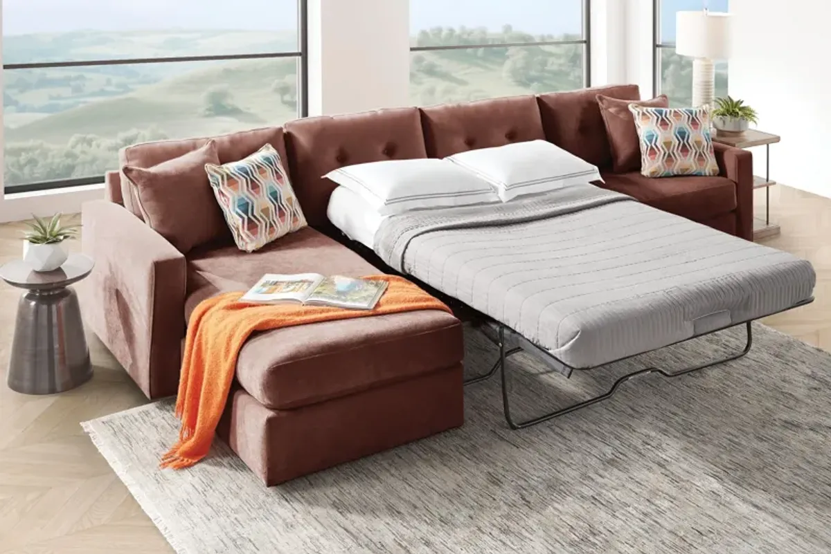 ModularOne Merlot 3-Piece Sleeper Sofa with Left Arm Facing Chaise