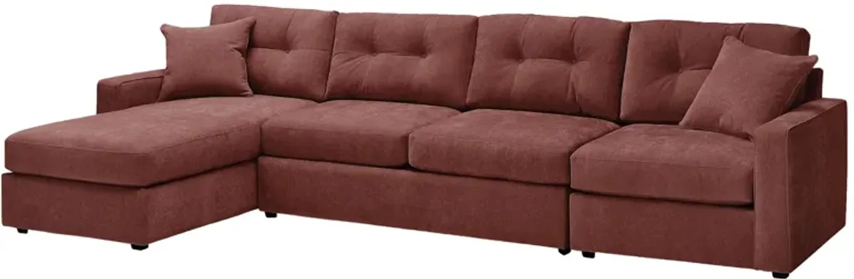 ModularOne Merlot 3-Piece Sleeper Sofa with Left Arm Facing Chaise