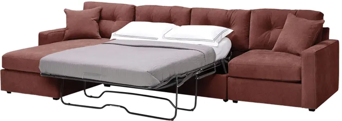 ModularOne Merlot 3-Piece Sleeper Sofa with Left Arm Facing Chaise