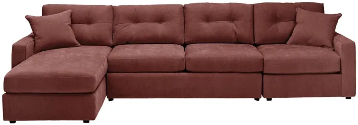 ModularOne Merlot 3-Piece Sleeper Sofa with Left Arm Facing Chaise