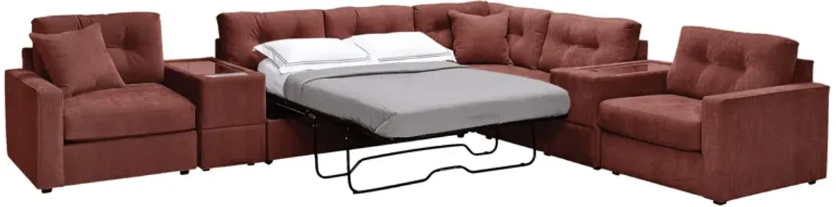 ModularOne Merlot 7-Piece Sleeper Sectional with E-Console