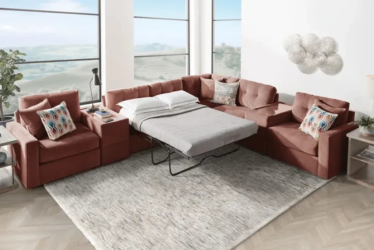 ModularOne Merlot 7-Piece Sleeper Sectional with E-Console