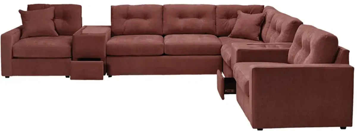 ModularOne Merlot 7-Piece Sleeper Sectional with E-Console