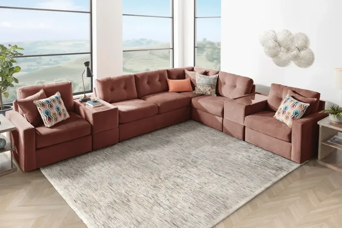 ModularOne Merlot 7-Piece Sleeper Sectional with E-Console