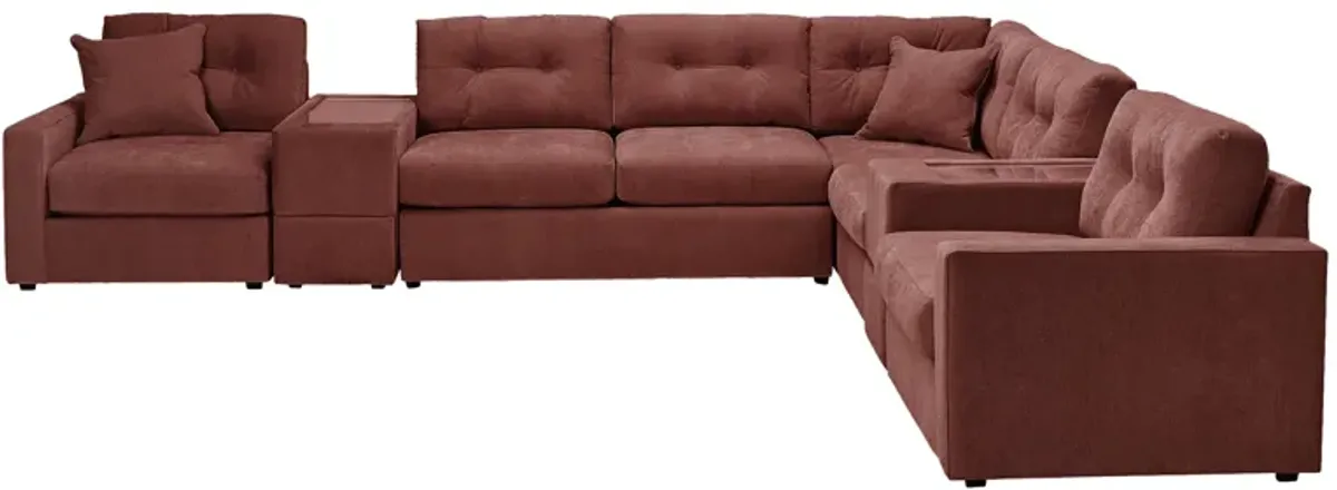 ModularOne Merlot 7-Piece Sleeper Sectional with E-Console