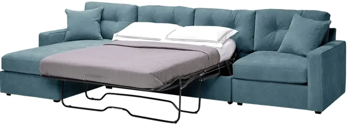 ModularOne Teal 3-Piece Sleeper Sofa with Left Arm Facing Chaise