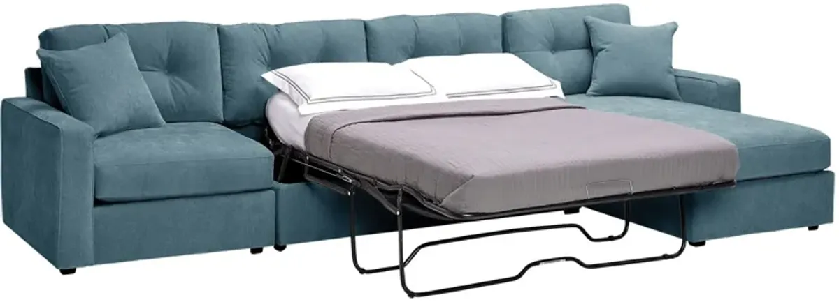 ModularOne Teal 3-Piece Sleeper Sofa with Right Arm Facing Chaise