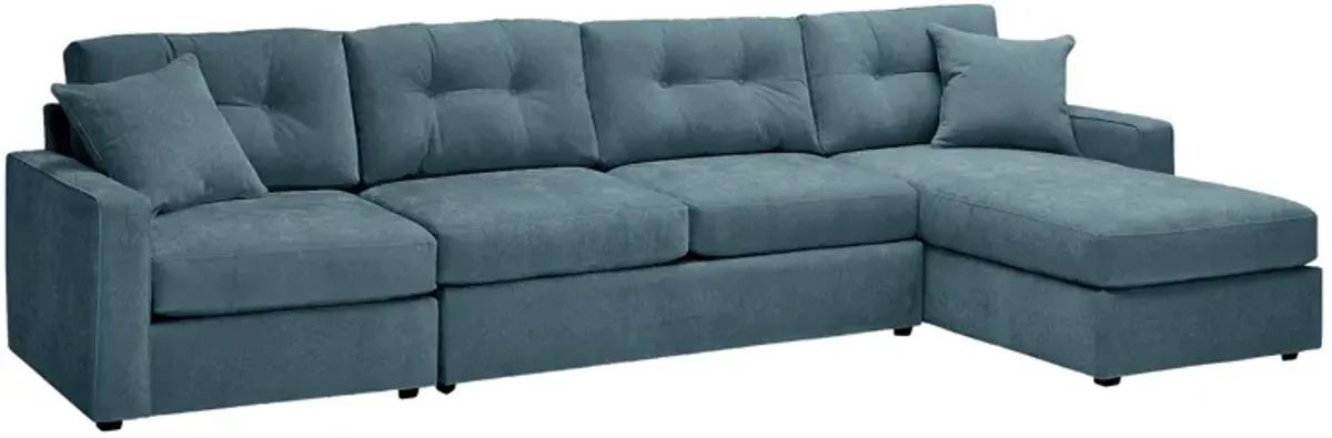 ModularOne Teal 3-Piece Sleeper Sofa with Right Arm Facing Chaise