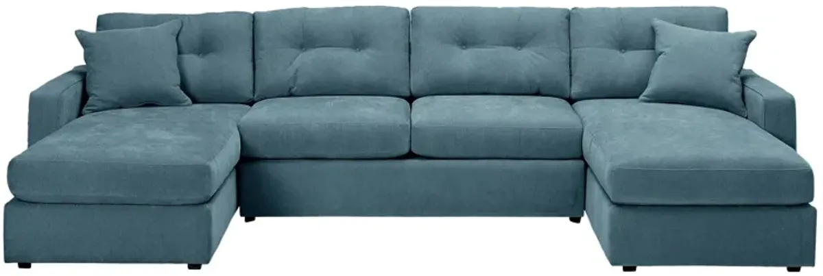 ModularOne Teal 3-Piece Sleeper Sofa with Dual Chaises