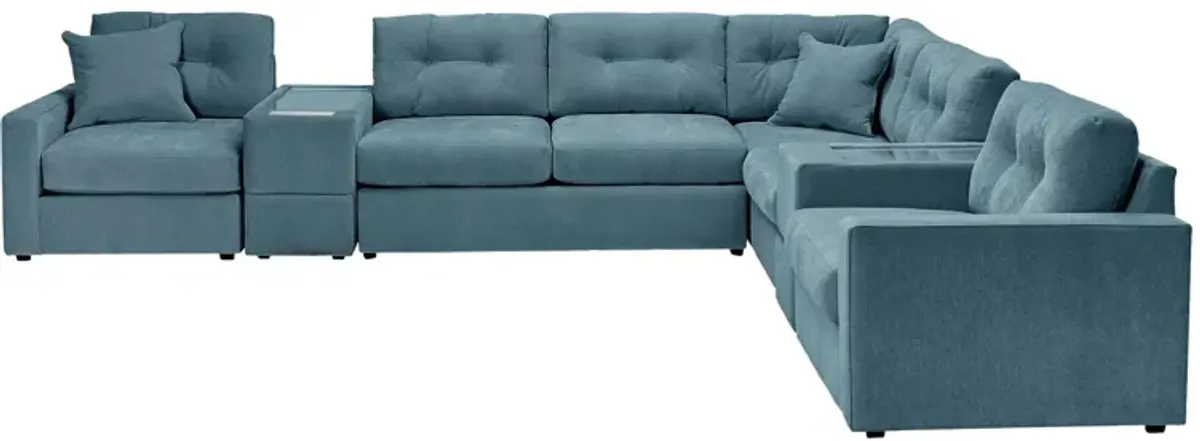 ModularOne Teal 7-Piece Sleeper Sectional with E-Console