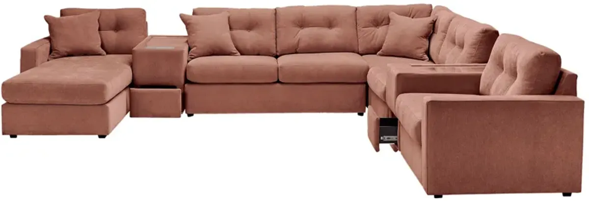 ModularOne Cantaloupe 7-Piece Sleeper Sectional with Left Arm Facing Chaise